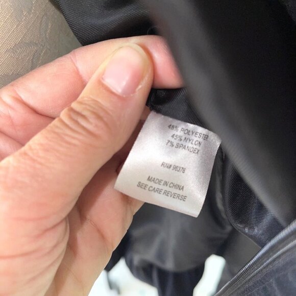 Dons Collection Trench Coat Womens Size Medium M Zipper Snap Belt Spandex Black - Picture 8 of 8